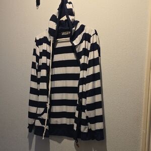 Striped Navy and White Women's Hoodie